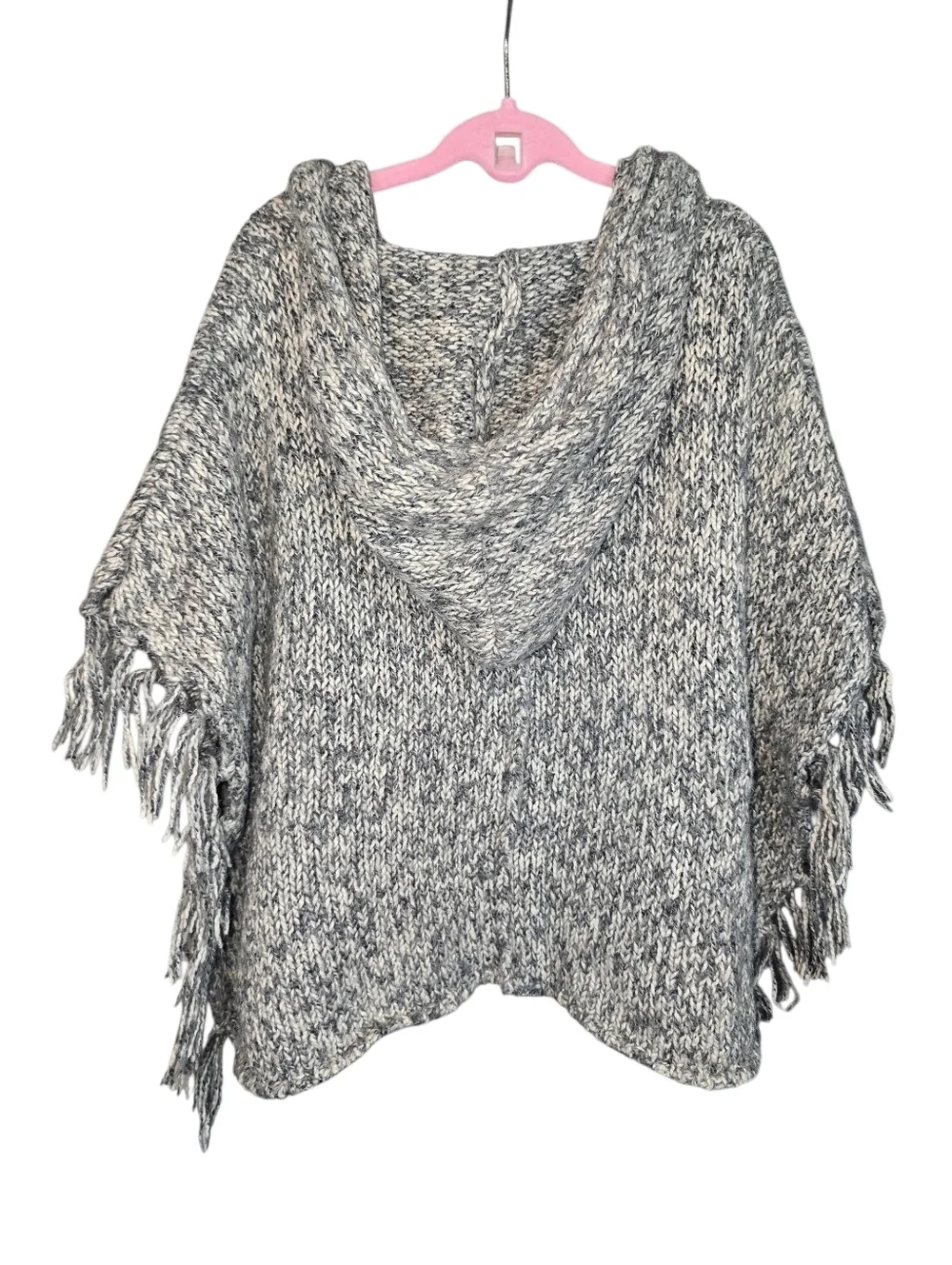 Mimi & Maggie Girls Hooded Poncho Sweater Boho Fringe Aztec Knit OS